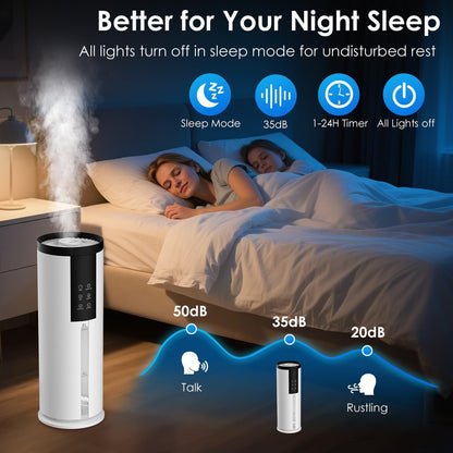 Humidifiers for Large Room 550 Ft² -  8L Cool Mist Humidifier for Bedroom Home Plants Baby, Top Fill, 120H Runtime, 4 Mist Spray Levels, 7-Color Light, 35Db Quiet Humidifier