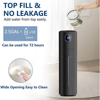 2.5 Gallon Ultrasonic Cool Mist Humidifier-Large Room Tower Air Humidifier, Quiet Operation and Adjustable Mist (Black)
