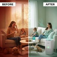 HEPA Air Purifier Engineered for Quiet Operation, 3-in-1 Filtration, 975 Sq Ft Coverage, AHAM Verified — Before & After