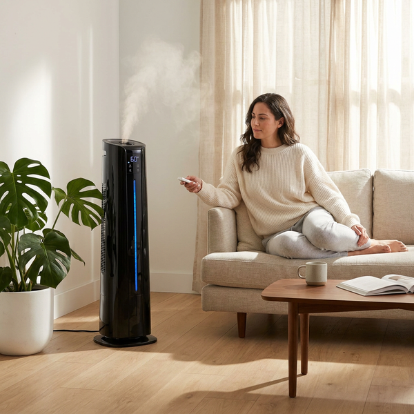 Large Room Humidifier Designed for Whole House Coverage, 5.3 Gallon Tank, 1500 Sq Ft Coverage, Auto Humidity Control
