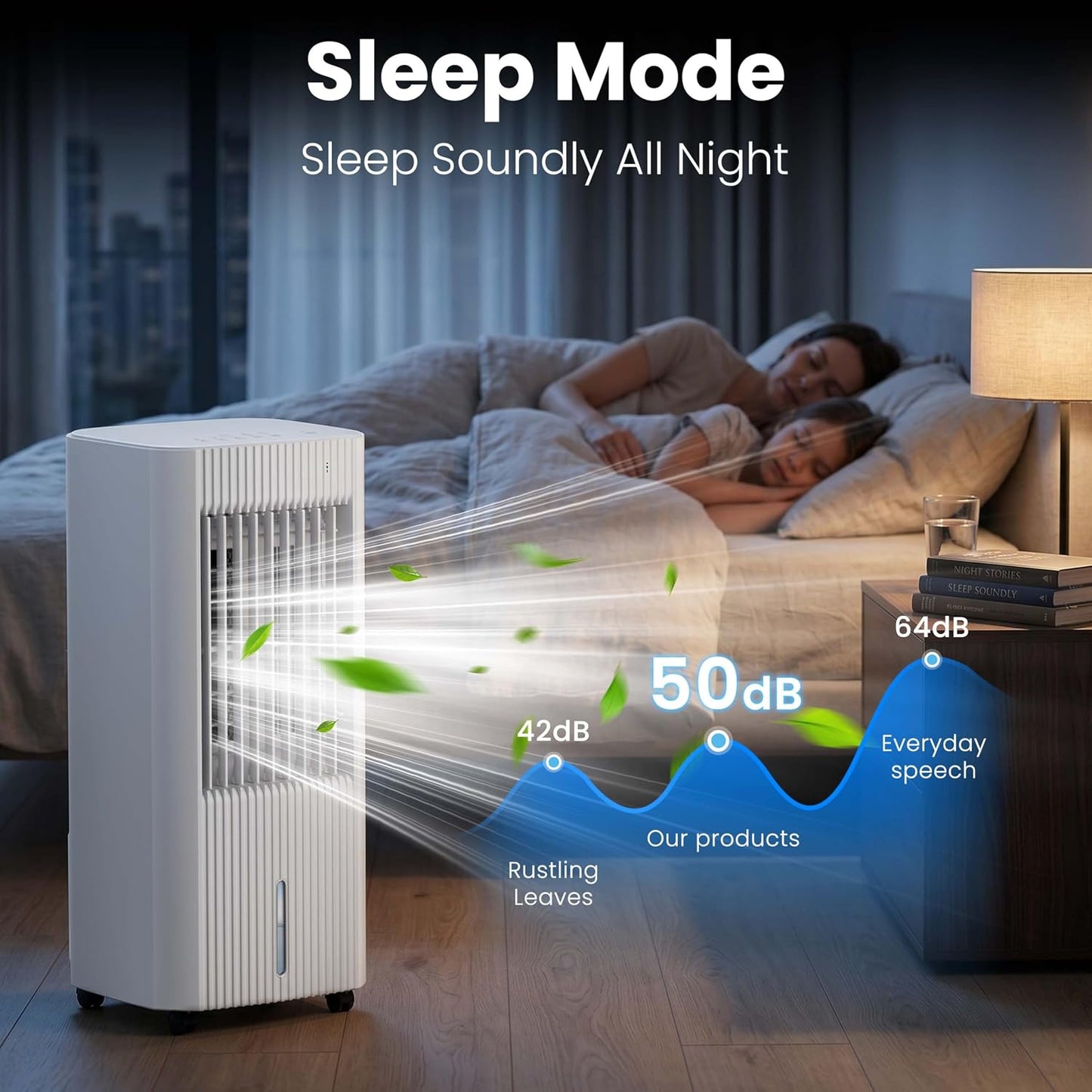 Evaporative Air Cooler, 3-In-1 Portable Air Conditioners with Remote, 3 Modes & 3 Speeds, Portable Swamp Cooler with Rapid Cooling, 15H Timer, Air Cooler Fan for Bedroom Office