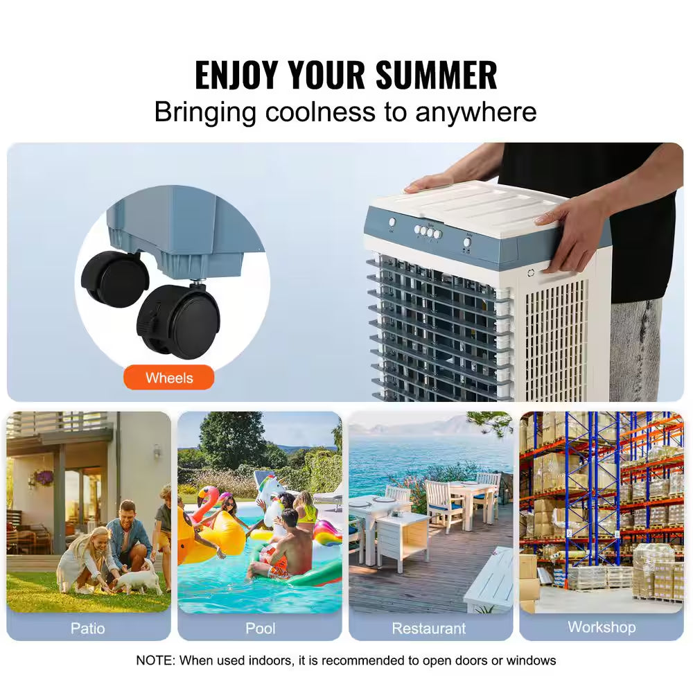 Evaporative Cooler 3 Speeds 1400 CFM Air Cooler 84° Oscillating Swamp Cooler, 5 Gal. Portable Air Cooler for 550 Sq. Ft.