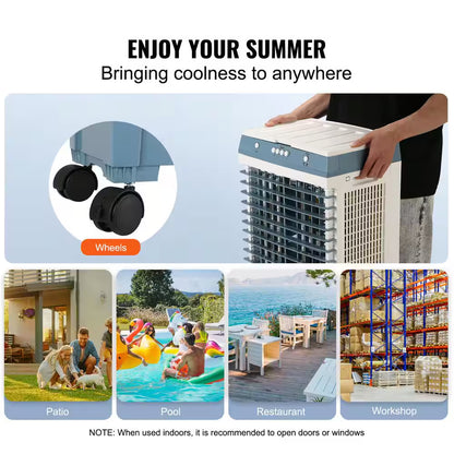 Evaporative Cooler 3 Speeds 1400 CFM Air Cooler 84° Oscillating Swamp Cooler, 5 Gal. Portable Air Cooler for 550 Sq. Ft.