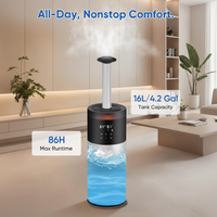 Ultrasonic Cool Mist Humidifier Built for Whole House Coverage, 16L Capacity, 2000 Sq Ft, Bedroom Safe